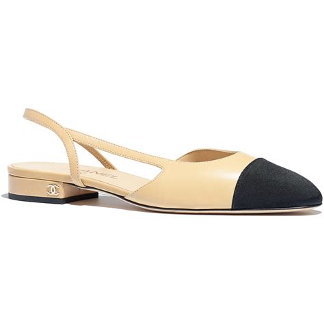 chanel beige and black slingback|chanel slingback size 34.